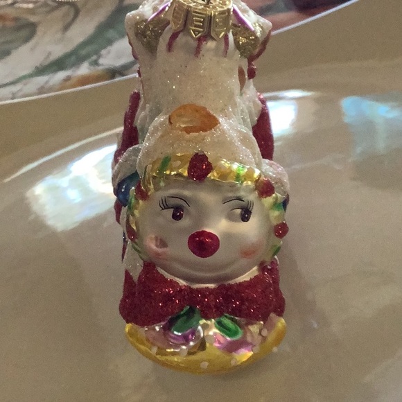 Glass train, ornament, red white and green, cute face take them home and… - Picture 3 of 7